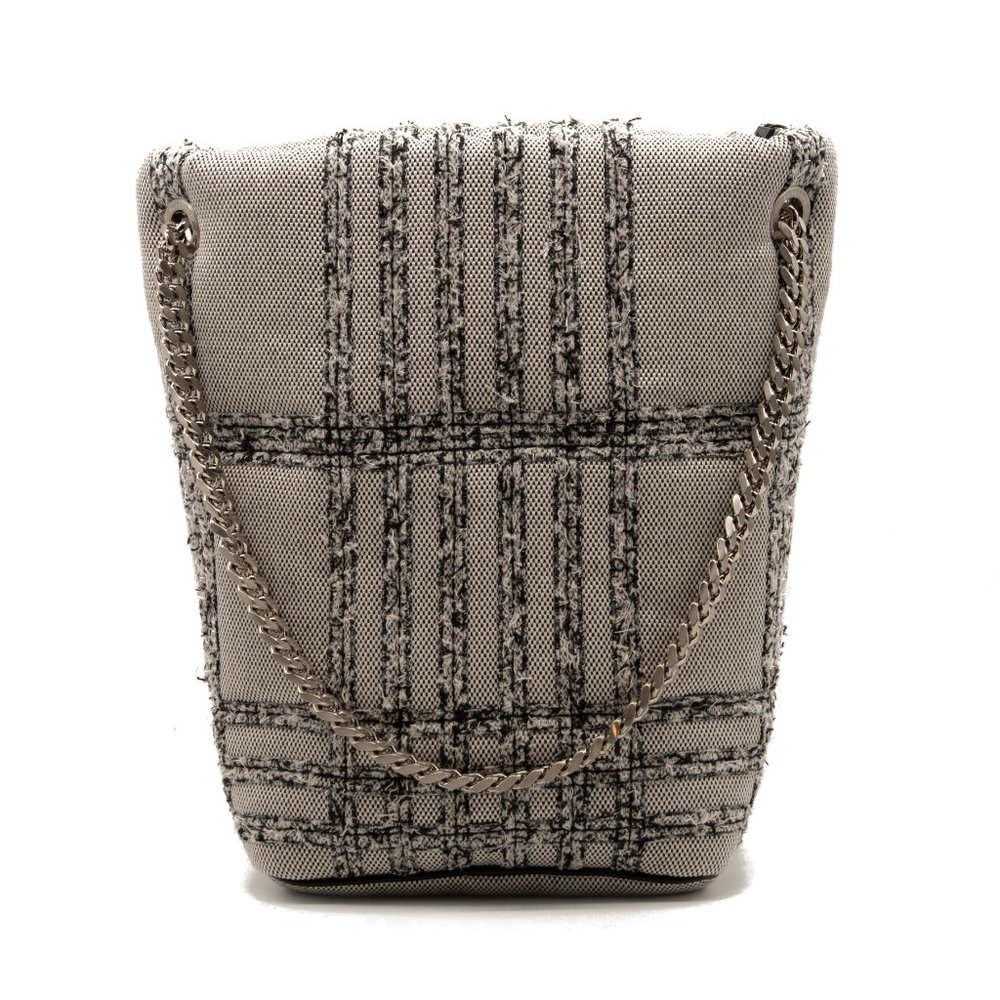 Burberry Small Lola Needle Punch Check Canvas Bucket Bag Black/White - Picture 4 of 12